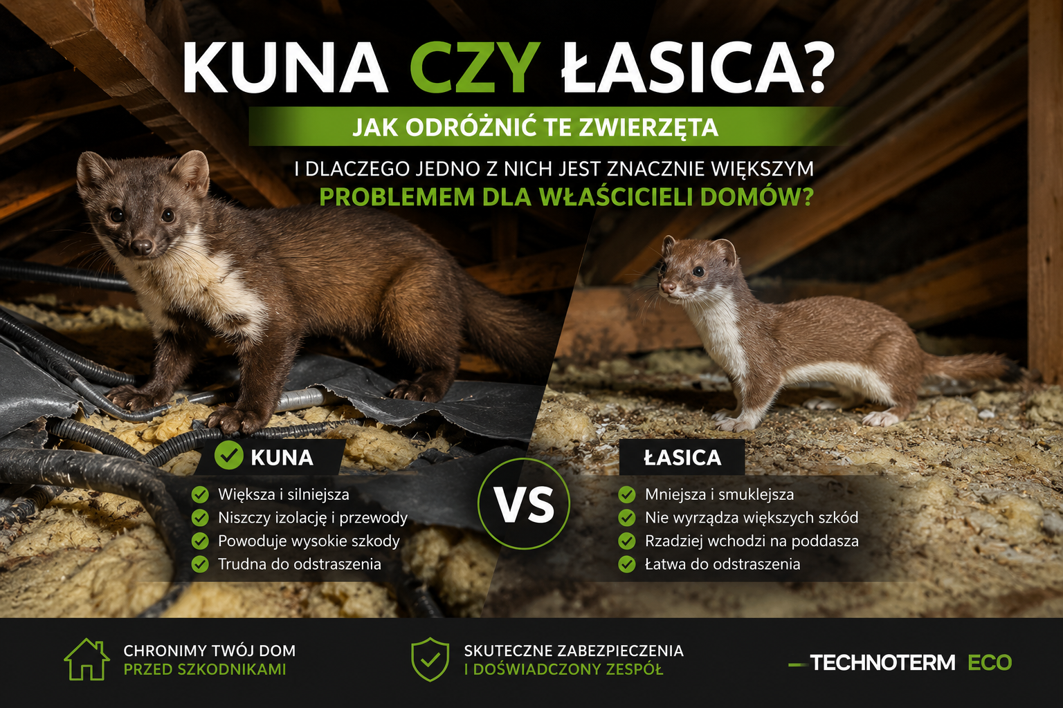 Kuna czy łasica? Jak odróżnić te zwierzęta i dlaczego jedno z nich jest znacznie większym problemem dla właścicieli domów?